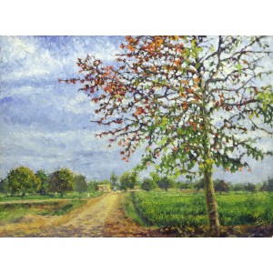 Saba Qayoom Leghari, Spring I, 18 x 24 Inch, Oil on Canvas, Landscape Painting, AC-SQL-034